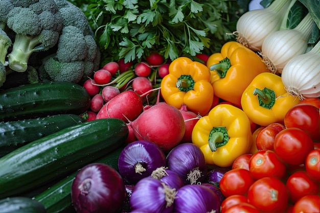 visually appealing composition of a colorful assortment of vegetables