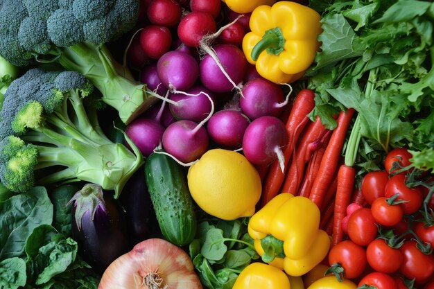 visually appealing composition of a colorful assortment of vegetables