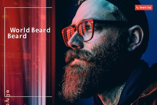 Photo visually appealing and engaging world beard day promo