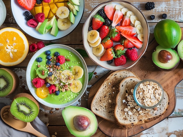 A visually appealing healthy breakfast setup ideal for promoting nutritious eating habits