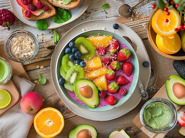 A visually appealing healthy breakfast setup ideal for promoting nutritious eating habits