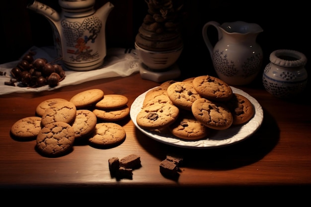 A visually appealing illustration featuring cookies on a table Generative Ai