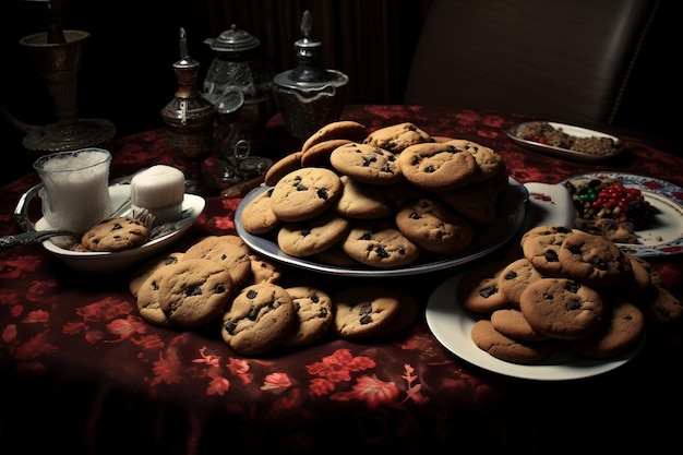 A visually appealing illustration featuring cookies on a table Generative Ai