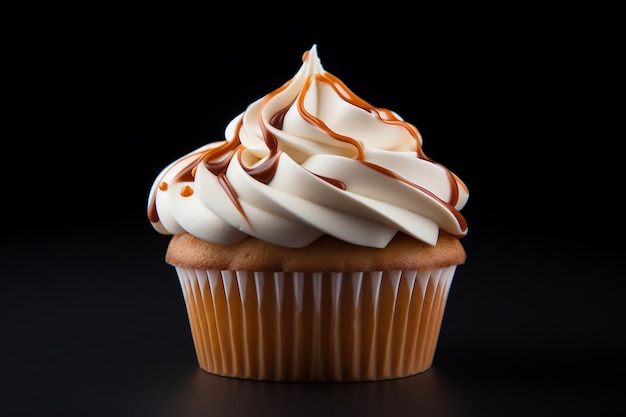 A visually appealing illustration featuring a cupcake with cream Generative Ai