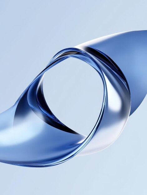 Photo a visually captivating 3d of a blue ribbon flowing and curving gracefully creating a sense o