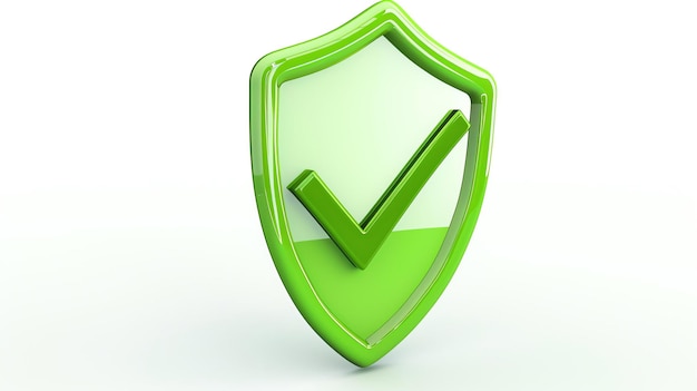 A visually striking 3D rendered icon of a green checkmark shield symbolizing protection and validation Perfect for conveying trust and assurance in websites apps and digital platforms