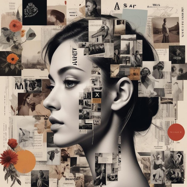 Photo visually striking digital collage blending dynamic and artistic visual compositions