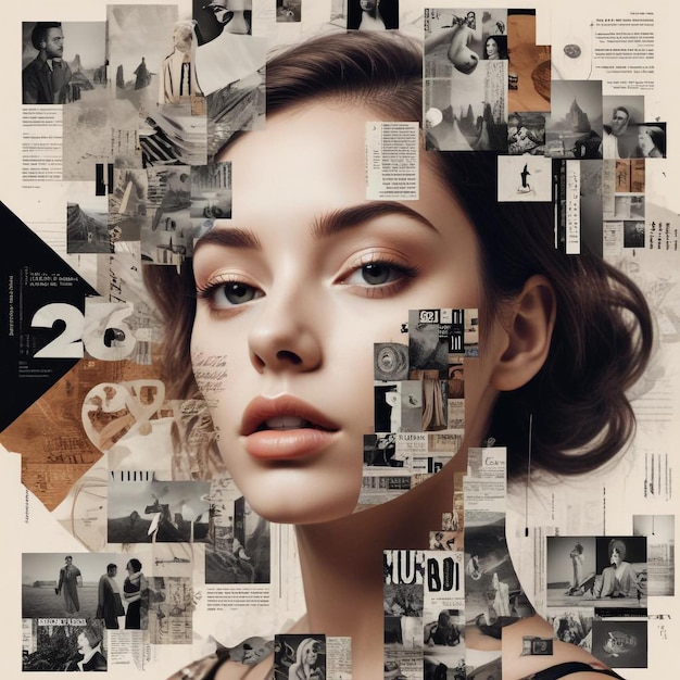 Photo visually striking digital collage blending dynamic and artistic visual compositions