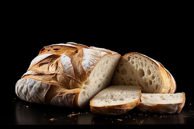 A visually striking illustration featuring bread on a black background Generative Ai