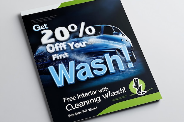 Photo a visually striking social media flyer designed for a car wash service promotion ai photo