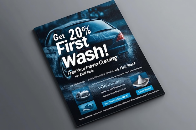 Photo a visually striking social media flyer designed for a car wash service promotion ai photo