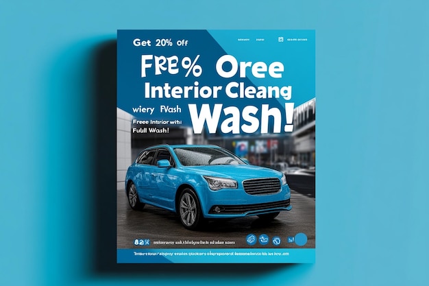 Photo a visually striking social media flyer designed for a car wash service promotion ai photo