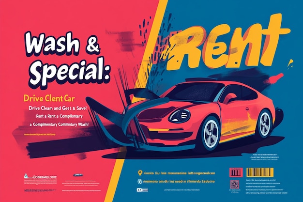 Photo a visually striking social media flyer designed for a car wash service promotion ai photo