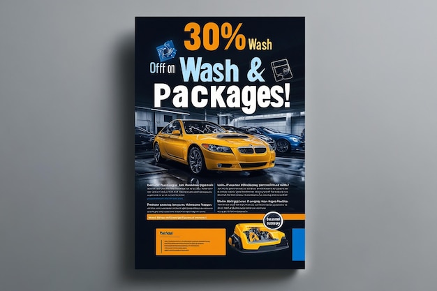 Photo a visually striking social media flyer designed for a car wash service promotion ai photo