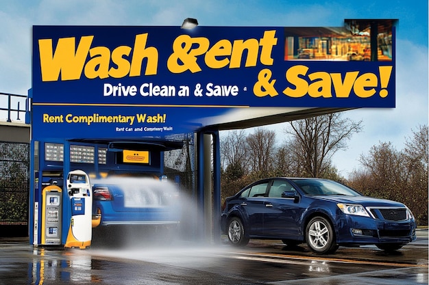 Photo a visually striking social media flyer designed for a car wash service promotion ai photo