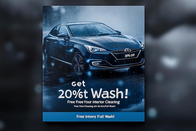 A visually striking social media flyer designed for a car wash service promotion Ai photo