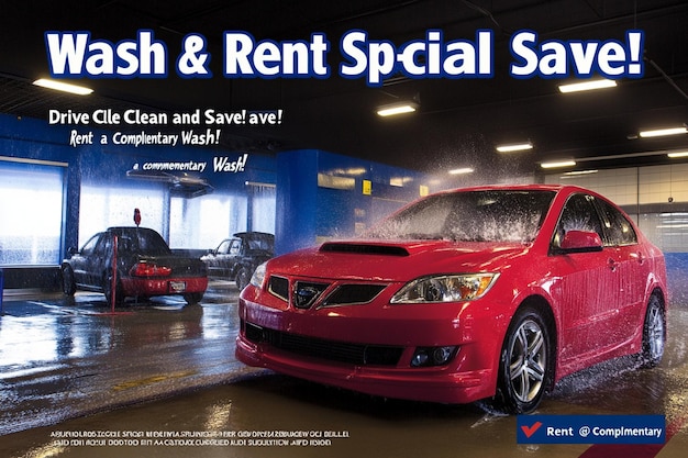 Photo a visually striking social media flyer designed for a car wash service promotion ai photo