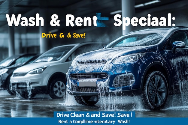 Photo a visually striking social media flyer designed for a car wash service promotion ai photo