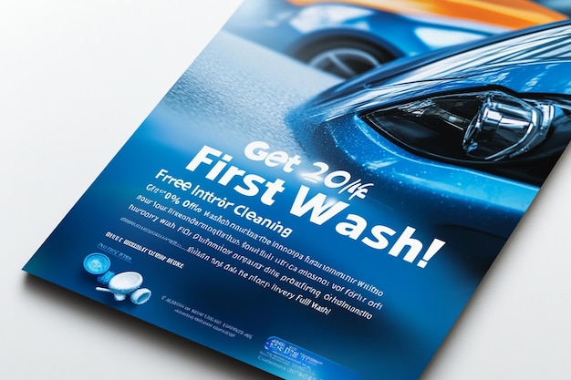 Photo a visually striking social media flyer designed for a car wash service promotion ai photo