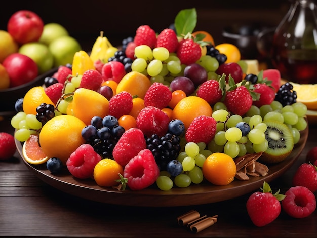 visually stunning fruit platter with a variety of colorful and ripe fruits