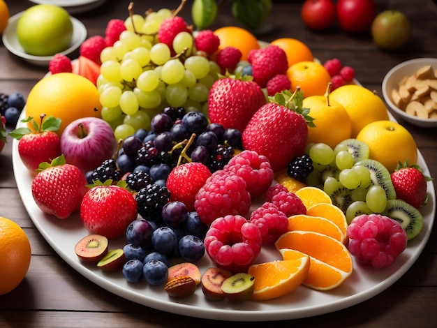 visually stunning fruit platter with a variety of colorful and ripe fruits