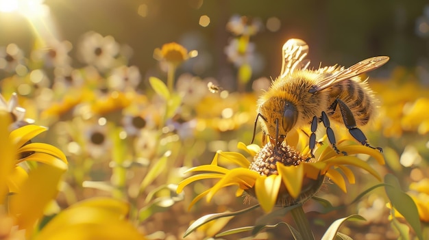 Vital Pollinators Bees Actively Aiding Growth