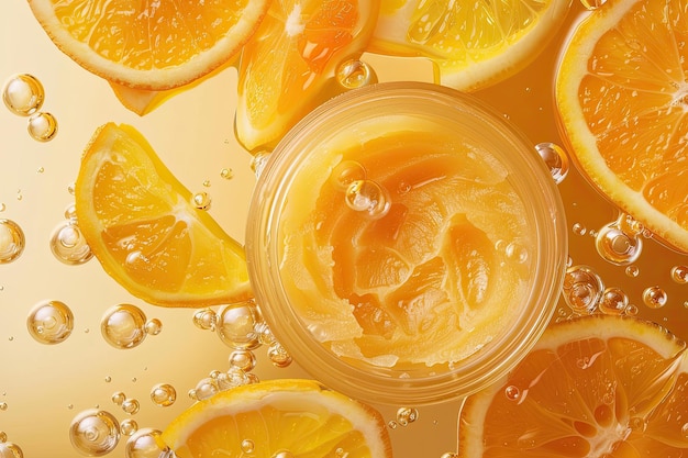 Vitamin C face serum with gel texture and bubbles