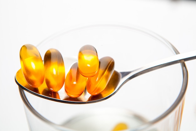 Vitamin capsule fish oil for healthy concept