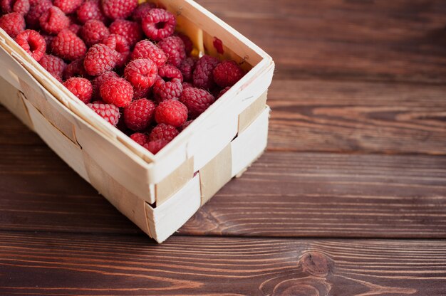 Vitamins. Summer berries. Raspberries. Close up, top view, high resolution product. Harvest Concept