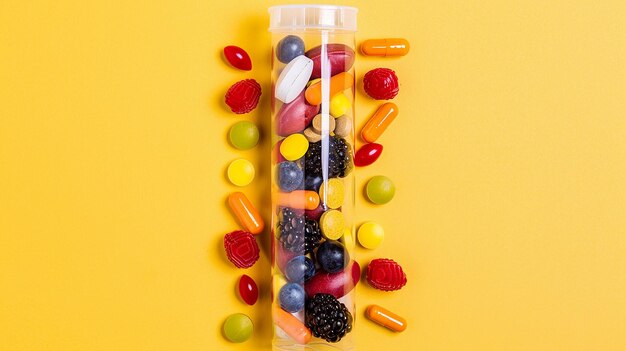 Photo vitamins in a transparent plastic container