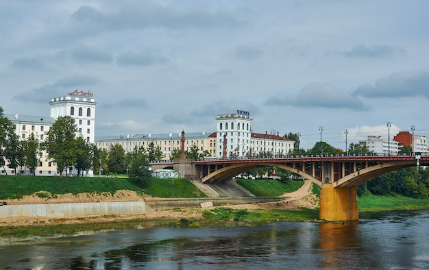 Vitebsk city in Belarus, Kirov bridge across the Western Dvina river