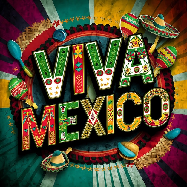 Viva mexico lettering calligraphy Mexican nationa holiday celebration in dia de la independencia on