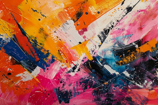 Vivid and Abstract Expressionist Painting with Bold Brushstrokes and Bright Color Palette on Canvas