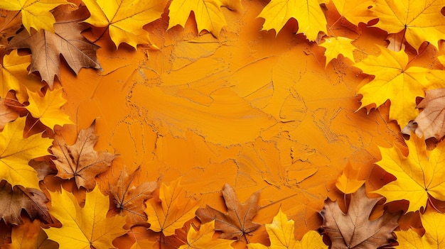 Vivid autumn leaves contrast against warm background creating a striking seasonal display