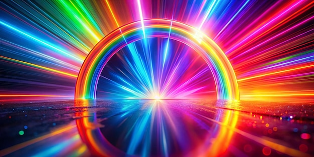 Vivid blur neon pink red orangeblue purple rainbow color gradient abstract background Light through a prism