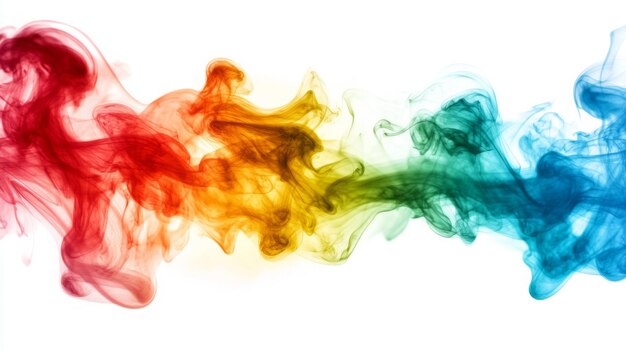 Photo a vivid burst of colorful smoke and rainbow ink splashes isolated on a white background