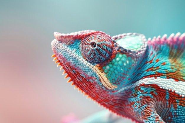 Photo vivid chameleon closeup a kaleidoscope of natures artistry generative ai