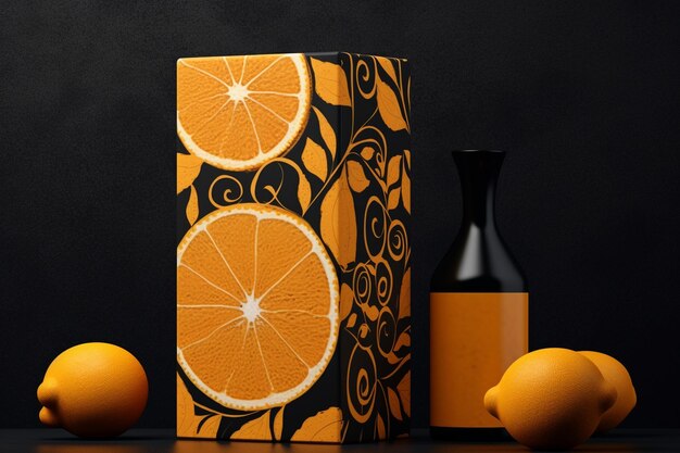 Vivid Citrus Motifs on Cosmetic Packaging Mockup