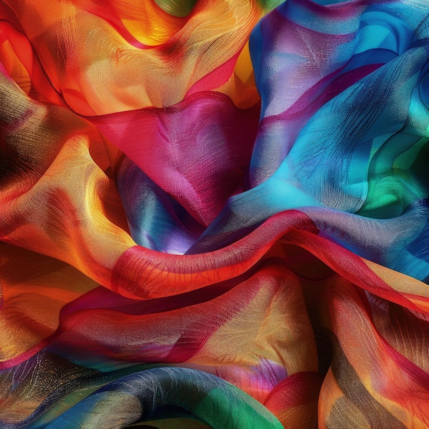 Vivid colorful abstract silk with intricate dye patternsd303