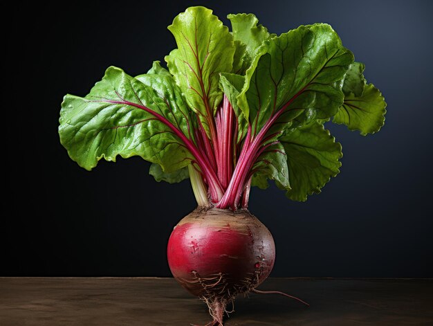 Vivid Contrasts Beetroot with Vibrant Green and Purple Hues Generative AI