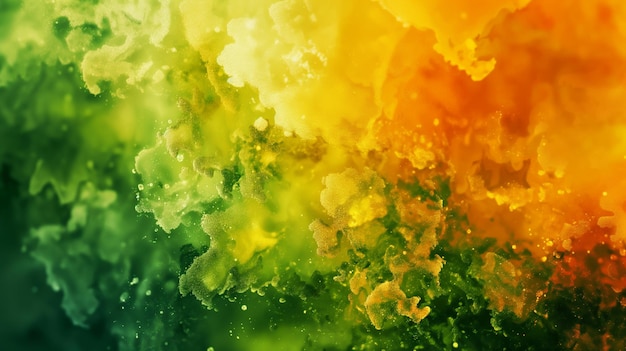 A vivid explosion of green and yellow hues blending seamlessly to create a mesmerizing abstract scen