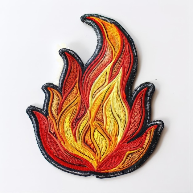 Photo vivid flame embroidery patch