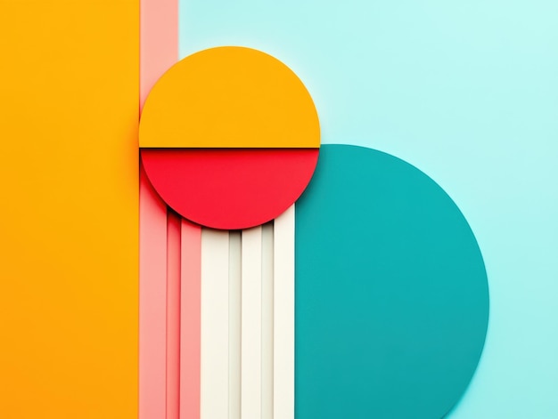 Photo vivid geometric composition with bold colors and dynamic shapes in modern design