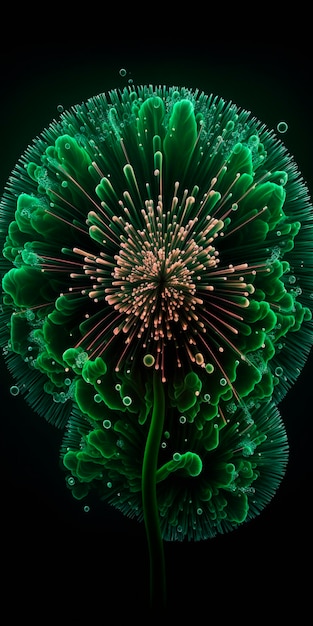 Vivid Green Fireworks Bursting in Exquisite Detail Against the Night Sky