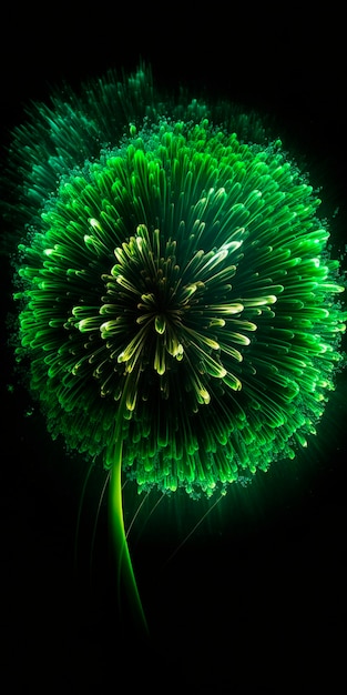 Vivid Green Fireworks Bursting in Exquisite Detail Against the Night Sky