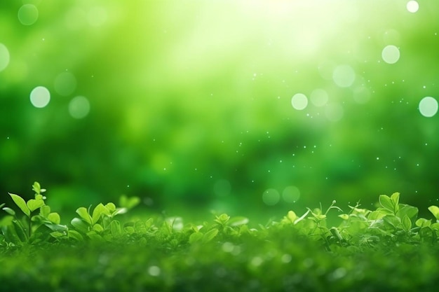 Vivid green realistic blurred spring background