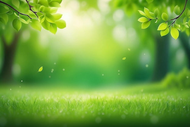 Vivid green realistic blurred spring background