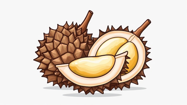 A vivid handdrawn durian illustration stands out with detailed textures on a clean