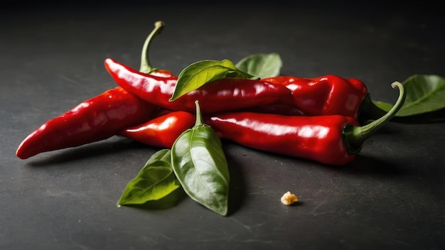 Vivid image of red chili peppers intermixed with green leaves