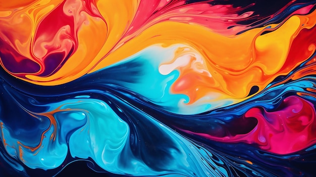 Vivid Liquid Symphony Abstract Colorful Bright Colors in Liquid Acrylic